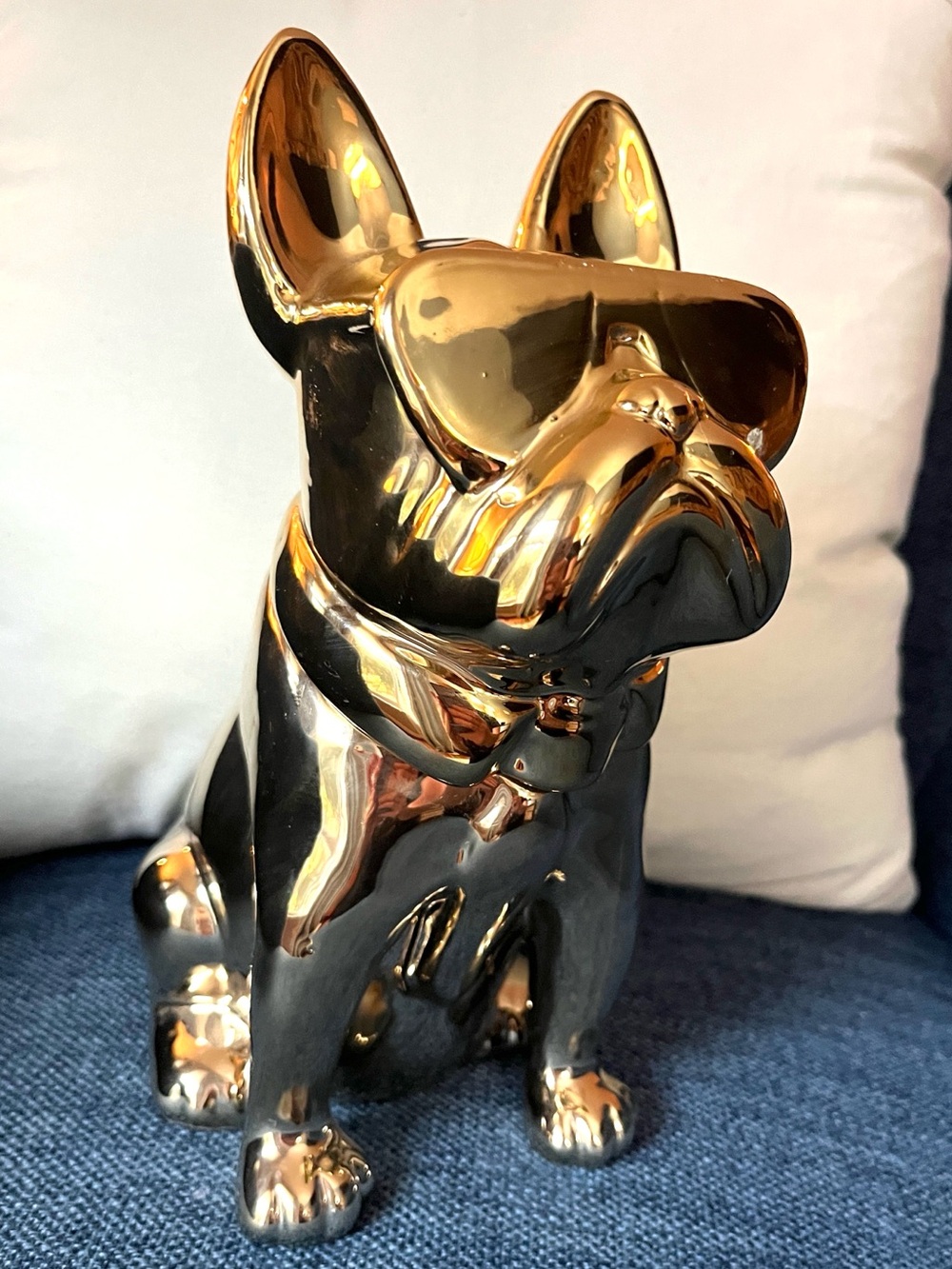 Dog Treat Jar Gold Frenchie Bulldog